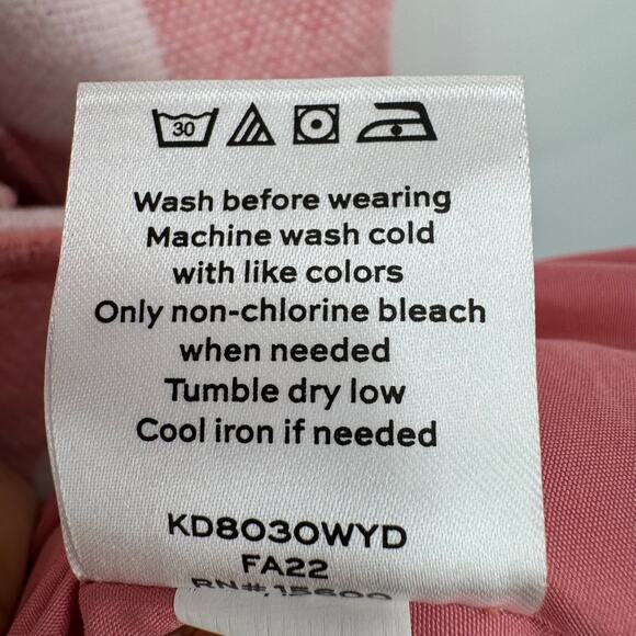 Draper James coat women's L gingham plaid button front collared pink white NEW - Picture 11 of 11